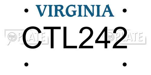 CTL242 Virginia License Plate