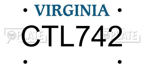 CTL742 Virginia License Plate