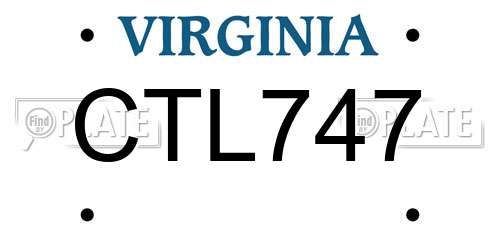 CTL747 Virginia License Plate