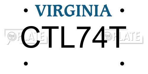 CTL74T Virginia License Plate