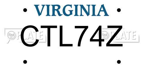 CTL74Z Virginia License Plate