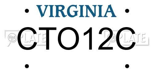 CTO12C Virginia License Plate