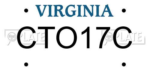 CTO17C Virginia License Plate