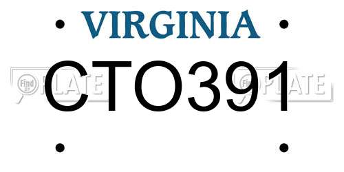 CTO391 Virginia License Plate