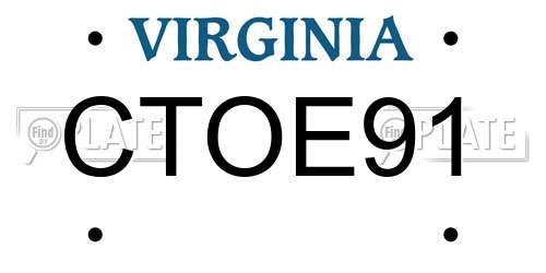 CTOE91 Virginia License Plate