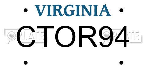 CTOR94 Virginia License Plate