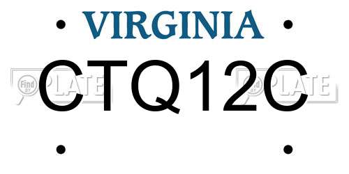 CTQ12C Virginia License Plate