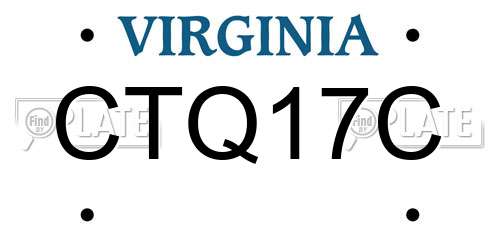 CTQ17C Virginia License Plate