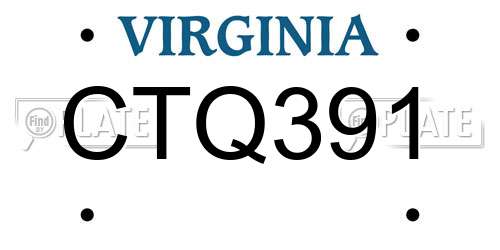 CTQ391 Virginia License Plate