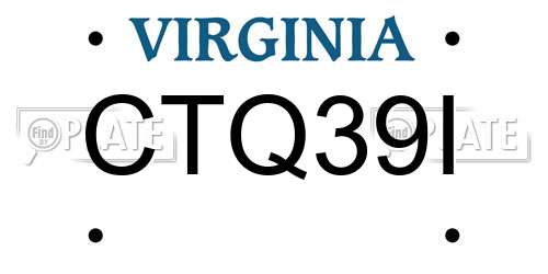 CTQ39I Virginia License Plate