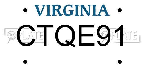 CTQE91 Virginia License Plate