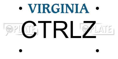 CTRLZ Virginia License Plate