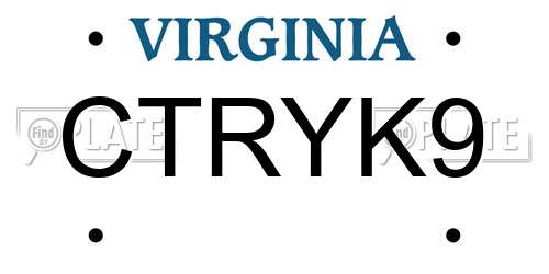 CTRYK9 Virginia License Plate