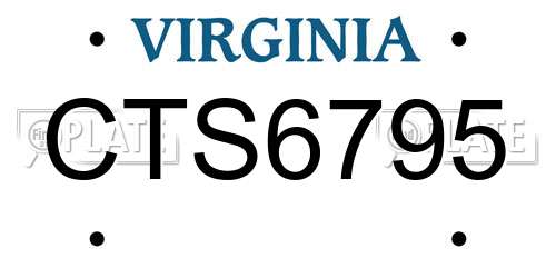 CTS6795 Virginia License Plate