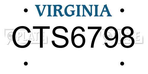 CTS6798 Virginia License Plate