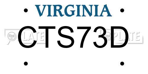 CTS73D Virginia License Plate
