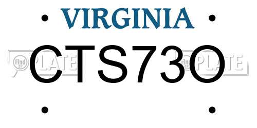 CTS73O Virginia License Plate