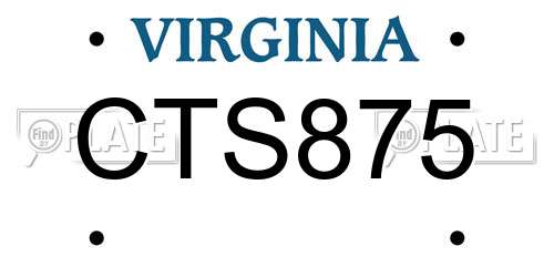 CTS875 Virginia License Plate