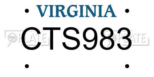 CTS983 Virginia License Plate