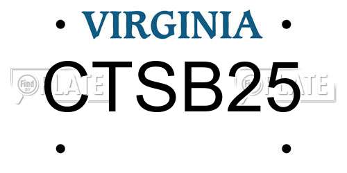 CTSB25 Virginia License Plate