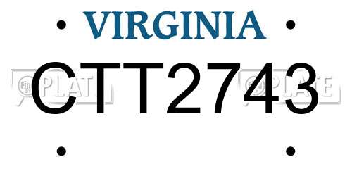 CTT2743 Virginia License Plate