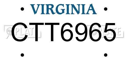 CTT6965 Virginia License Plate