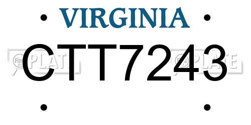 CTT7243 Virginia License Plate