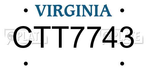 CTT7743 Virginia License Plate