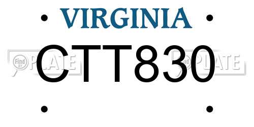 CTT830 Virginia License Plate