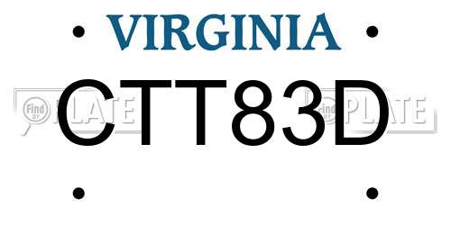 CTT83D Virginia License Plate
