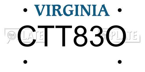 CTT83O Virginia License Plate
