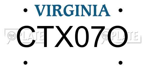 CTX07O Virginia License Plate