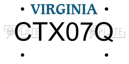 CTX07Q Virginia License Plate