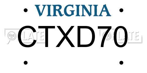 CTXD70 Virginia License Plate
