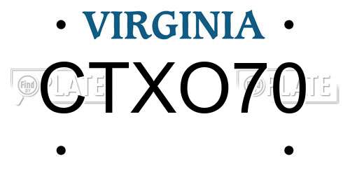 CTXO70 Virginia License Plate