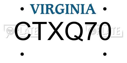 CTXQ70 Virginia License Plate