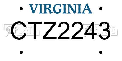 CTZ2243 Virginia License Plate