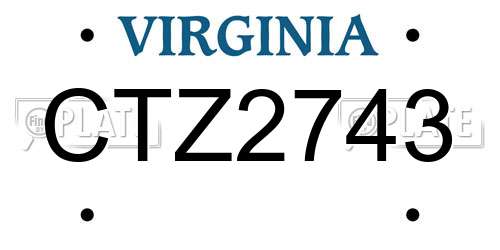 CTZ2743 Virginia License Plate
