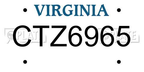 CTZ6965 Virginia License Plate