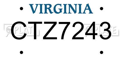 CTZ7243 Virginia License Plate