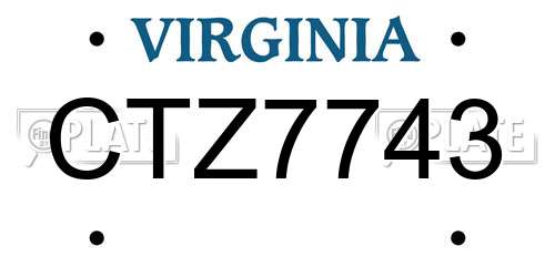CTZ7743 Virginia License Plate