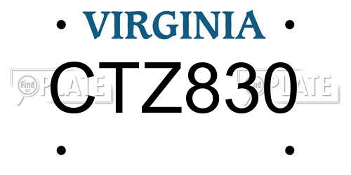 CTZ830 Virginia License Plate