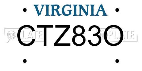 CTZ83O Virginia License Plate