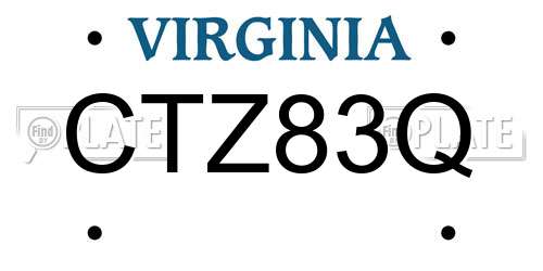 CTZ83Q Virginia License Plate