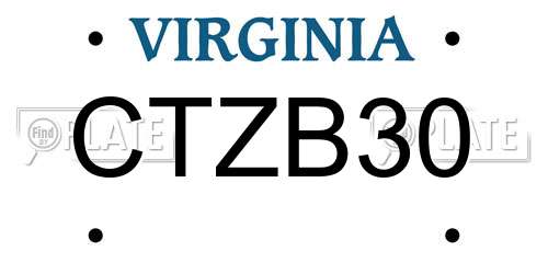CTZB30 Virginia License Plate