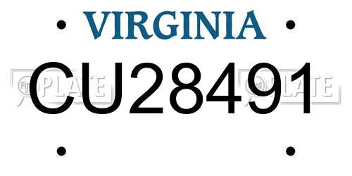 CU28491 Virginia License Plate