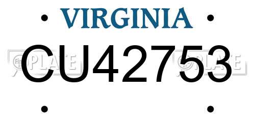 CU42753 Virginia License Plate