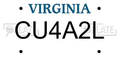 CU4A2L Virginia License Plate