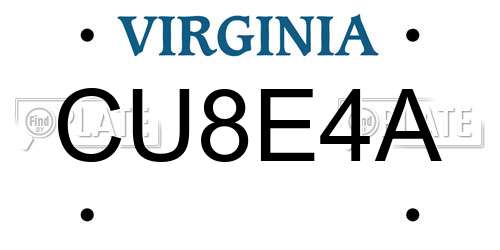 CU8E4A Virginia License Plate