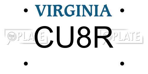 CU8R Virginia License Plate